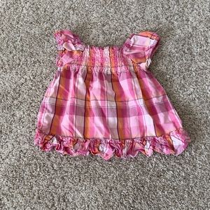 Sonoma baby girl pink plaid t-shirt top size 0-3 months